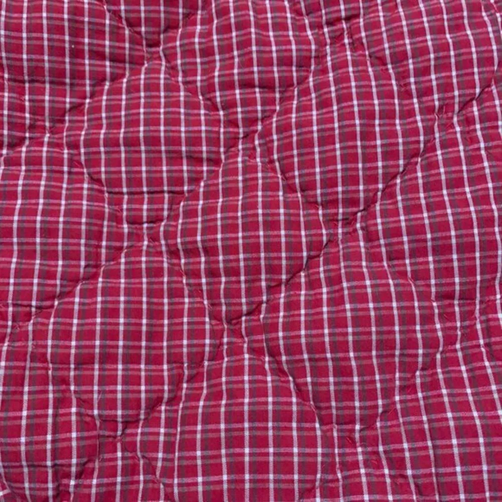 Pottery Barn Red Quilt‎ Reversible Silk Cotton Plaid Bedding Queen Size